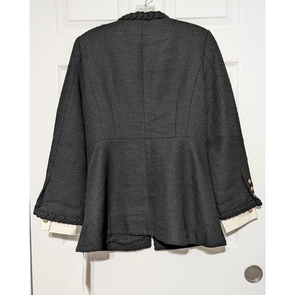 Tuckernuck Shay Jacket, Medium, Black Tweed Collarless Braided Trim Blazer New - Picture 9 of 14